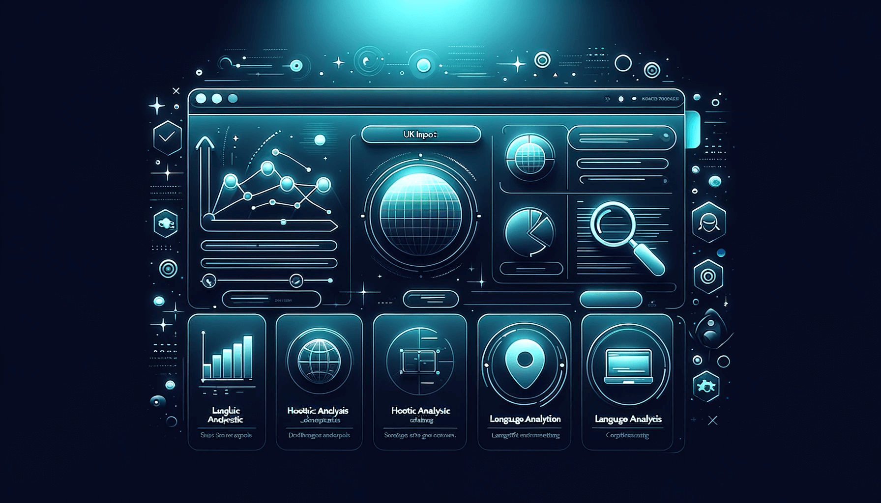 Digital dashboard displaying website analysis metrics for AI-generated content